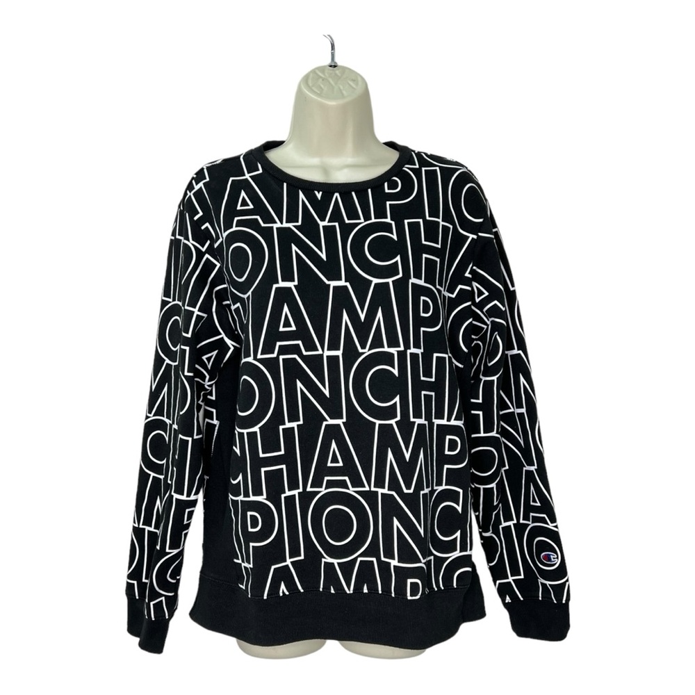 Champion Life Logo Black Reverse Weave Big Block Letters Spell Out Top